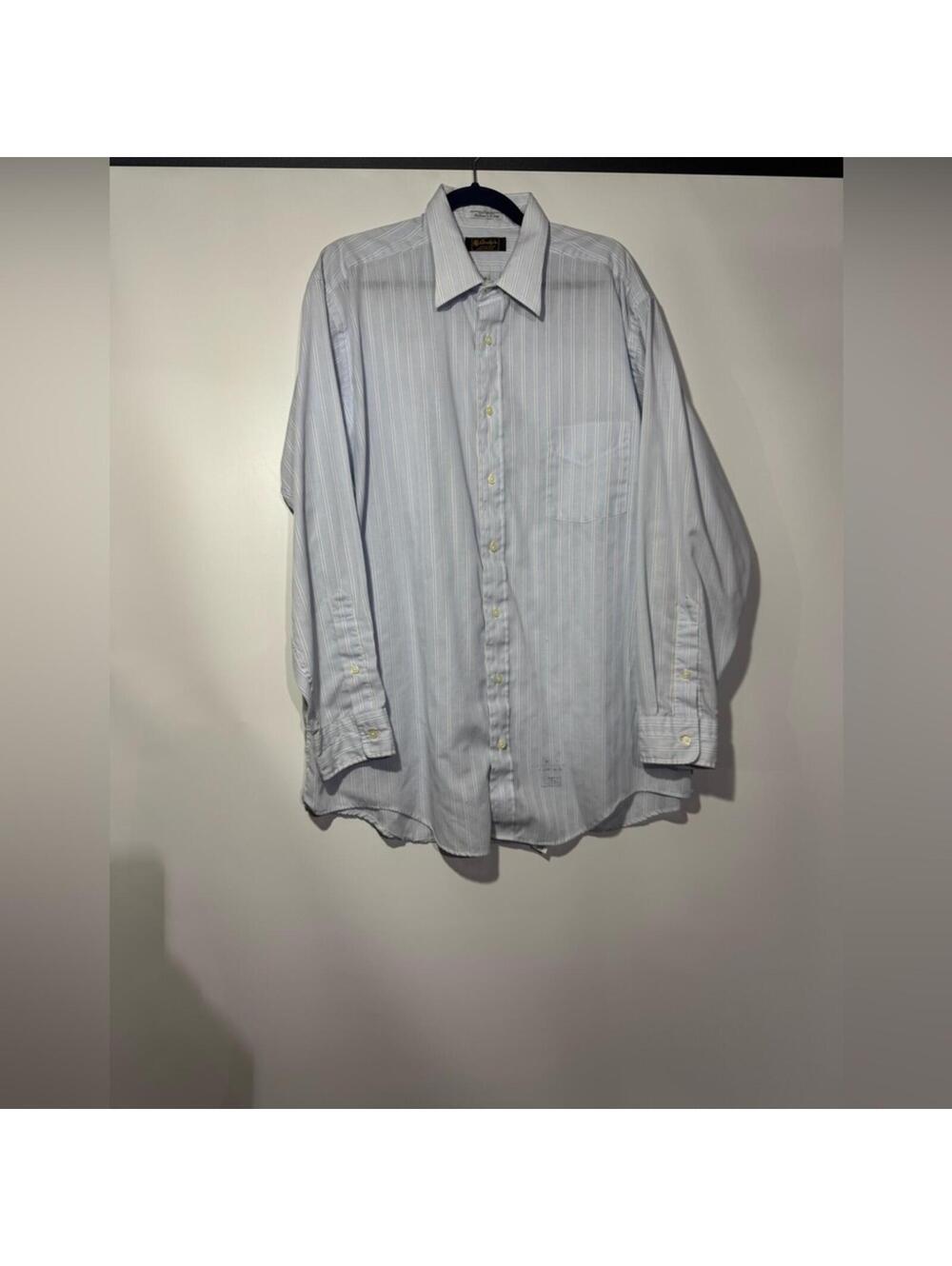 Men's Light Blue Striped Dress Shirt 18/36 Tall